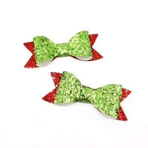 Glitter Leather Christmas Hairbow